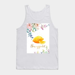 Bon Appetit Lemon Art Kitchen Restaurant Decor Tank Top